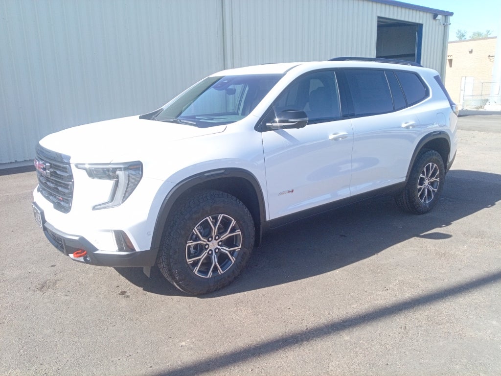 2026 GMC Acadia AT4 in Summit White — front three-quarter view